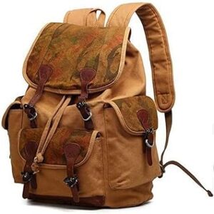 Laptop Classical Leather Canvas Military Backpack