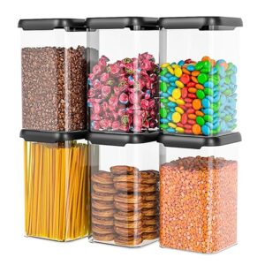 TEX-RO Plastic Kitchen Storage Box Set | Storage & Container for Kitchen Organization | Multi-Purpose Containers Set for Kitchen Storage (Color-Black, 6 Containers Set)