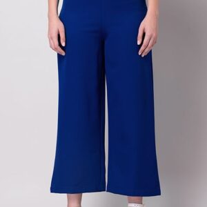 Blue High Waist Straight Trousers