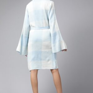 Blue & White Checked Acrylic Jumper Dress