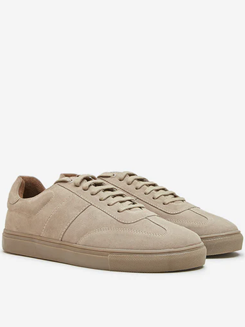 Beige Faux Suede Lace-Up Sneakers - Image 2