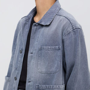 Blue Enzyme-Washed Relaxed-Fit Jacket