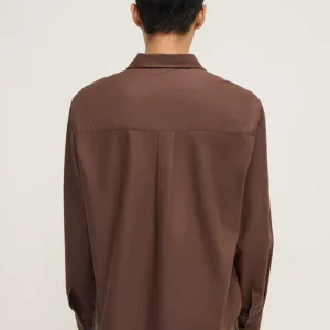 Brown Solid Relaxed-Fit Cotton Shirt