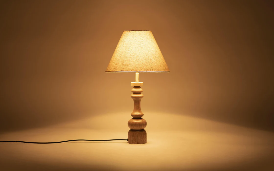 Modern Decorative Cotton Shade Wooden Table Lamp Light For Side Table & Home