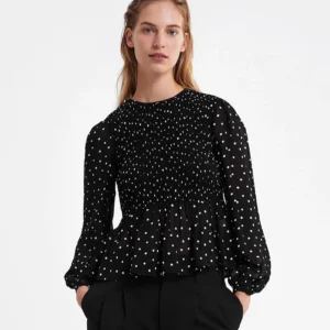 Regular Sleeves Printed Women Black Top