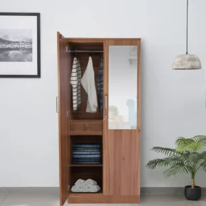 Kibo 2 Door Wardrobe in Lyon Walnut Finish with Mirror