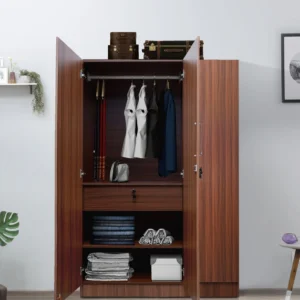Kibo 3 Door Wardrobe in Columbia Walnut Finish with Drawer & Lock