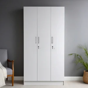 Kibo 3 Door Wardrobe with Adjustable Shelf In Off White Finish