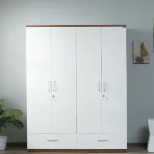 Kosmo Apex 4 Door Wardrobe in Frosty White Finish