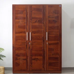 Kosmo Grace 3 Door Wardrobe in Sheesham Woodpore Finish