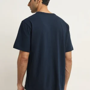 Casuals Navy Solid Relaxed-Fit Cotton T-Shirt