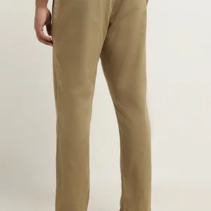 Beige Cotton Slim Fit Chinos