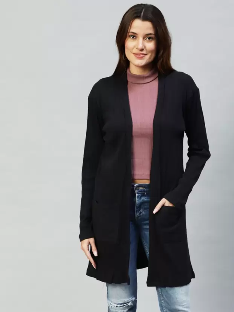 Straight Full Sleeve Black Shrug