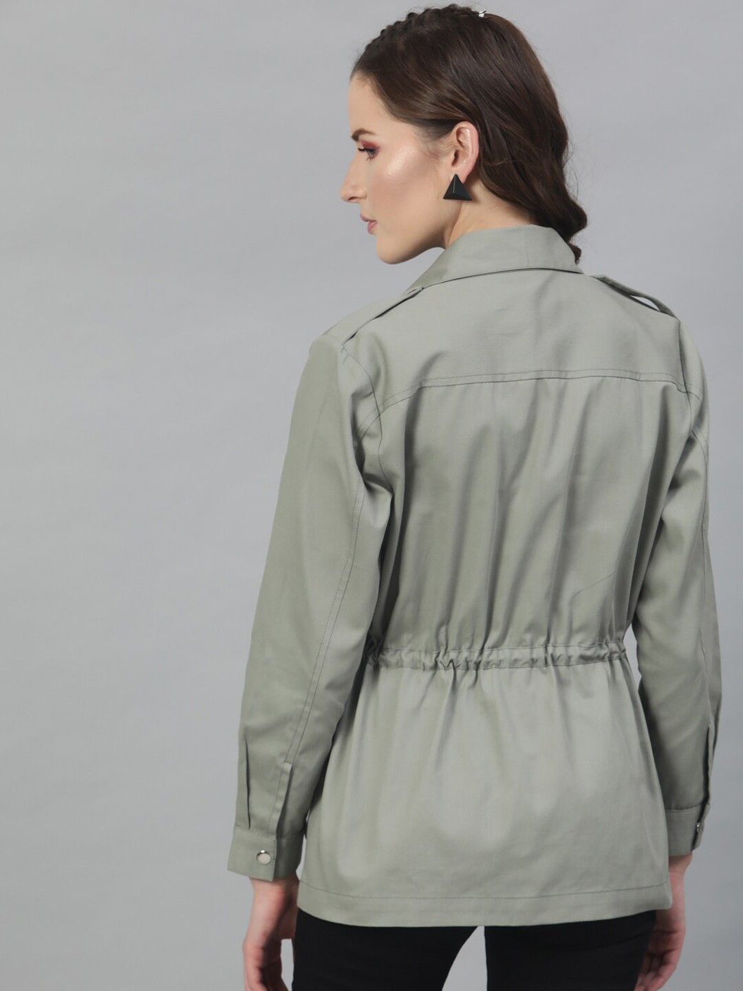Green Striped Lightweight Sporty Jacket - Image 2